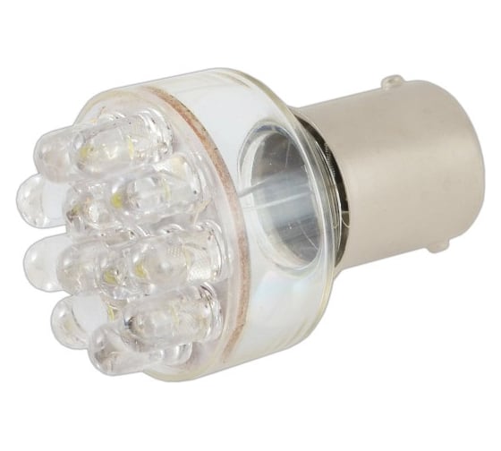 Автолампа SKYWAY диод S25 P21W 12V 12 LED диодов 1-контакт, BA15s белая, в комплекте 2 шт S08201045