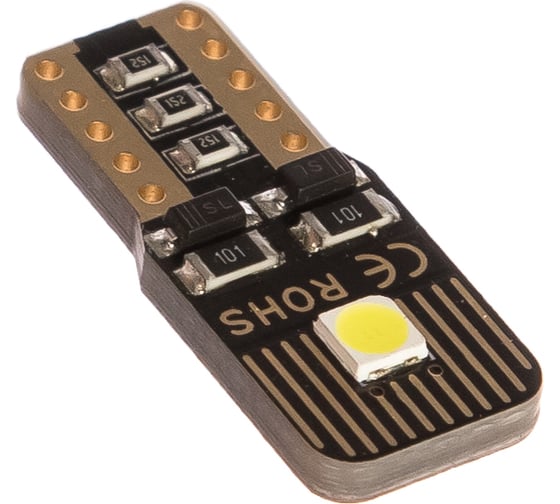 Автолампа диод T10 2 SMD диод без цоколя 1-контурная, белая SKYWAY S08201414