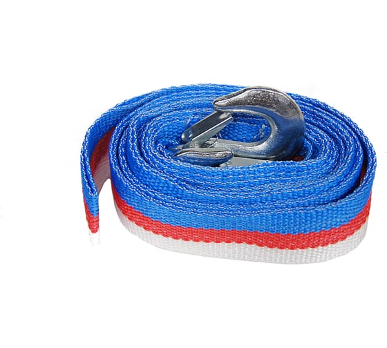 Буксировочный трос BASTCLUTCH 5 т, лента, 2 крюка, 5 м, полиэфир, чехол BC-635