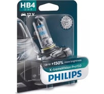 Автолампа PHILIPS HB4, +150% X-tremeVision Pro150, блистер, 12 В 9006XVPB1
