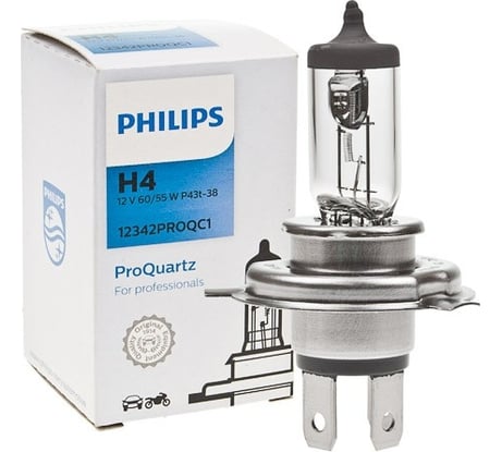 Автолампа PHILIPS H4, 60/55 Вт, P43t-38, ProQ, 12 В 12342PROQC1