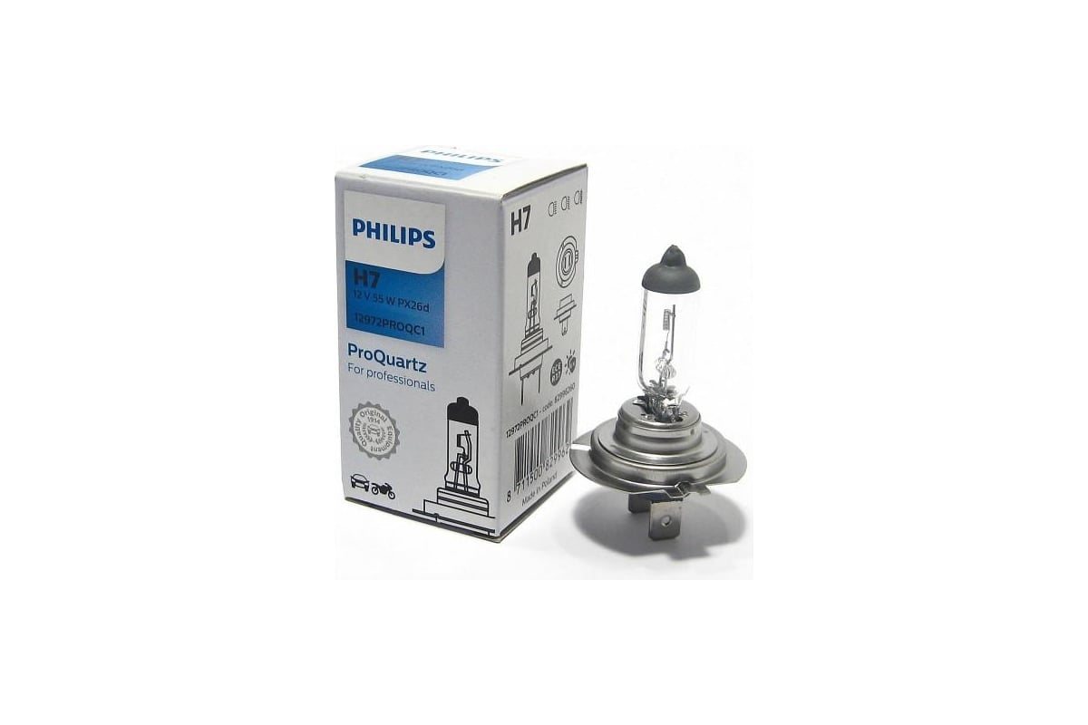 Автолампа PHILIPS H7, 55 Вт, PX26d, ProQ, 12 В 12972PROQC1 - выгодная цена,  отзывы, характеристики, фото - купить в Москве и РФ