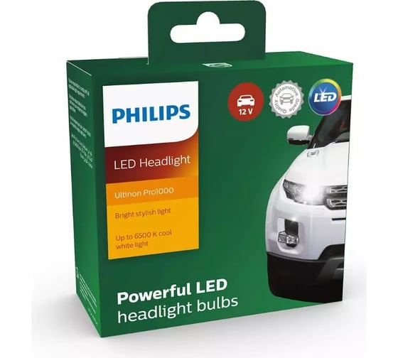 Автолампа PHILIPS HB3/HB4, LED, HI/LO, 6500 K, 2 шт., 12 В 11005U1000X2