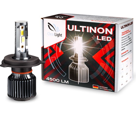Комплект ламп Clearlight led ultinon h4 4500 lm (2шт) 5000k CLULTLEDH4-2