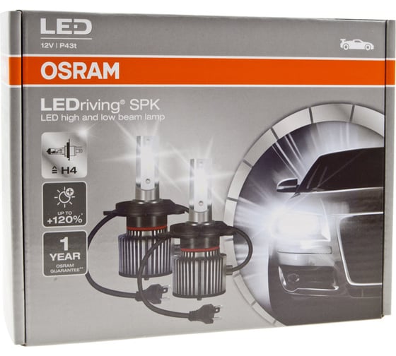 Автолампа Osram LED COOL WHITE LEDriving H4, P43t+120, 6000K 64193DWSPK