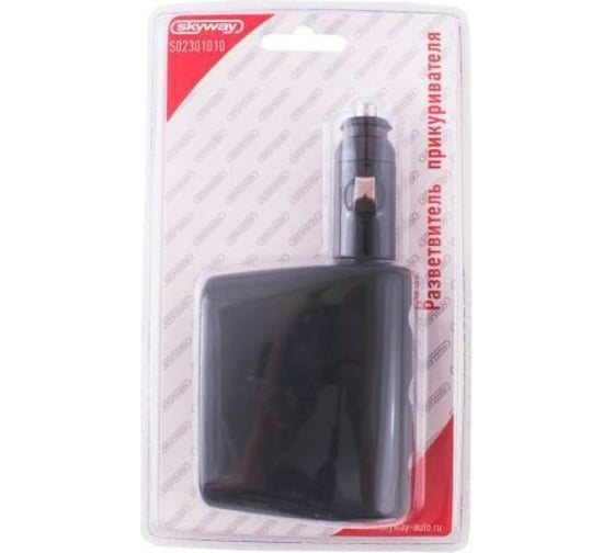 Разветвитель прикуривателя SKYWAY 2 гнезда + USB черный, USB 1 A, предохранитель 10 А S02301010