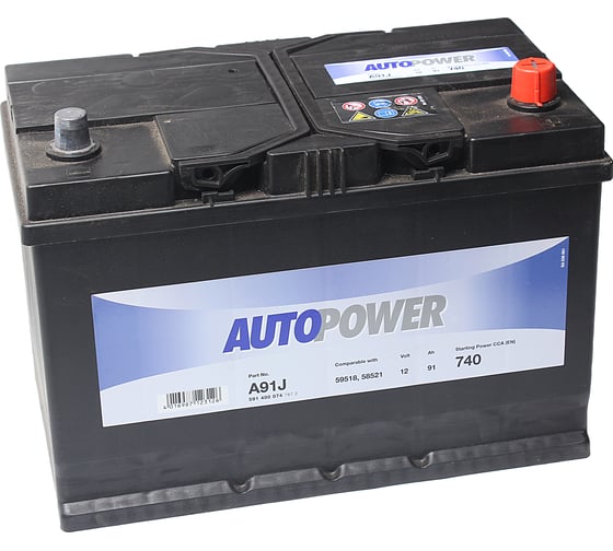 Аккумуляторная батарея AUTOPOWER 6СТ91з 306х173х225 591 400 074 A91J