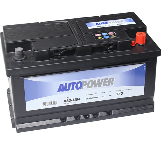 Аккумуляторная батарея AUTOPOWER 6СТ80з низкий 315х175х175 580 406 074 A80-LB4 1