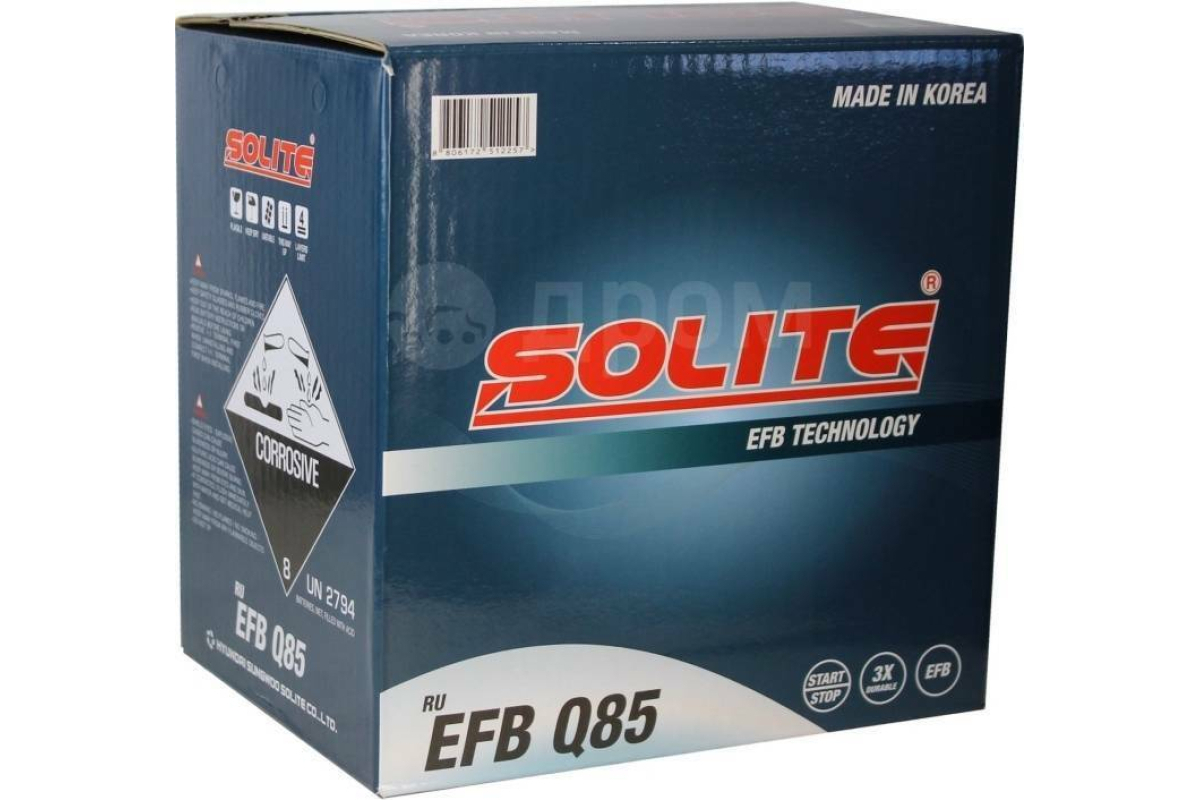 Аккумуляторная батарея SOLITE EFB Asia Q85 6СТ70 230х168х220 EFB Q85L .