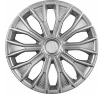 Колесные колпаки Airline 16 Волтек, серебристые, карбон, комплект 2 шт. AWCC-16-14