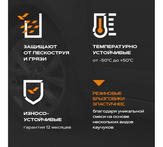 Полиуретановые брызговики REZKON для Nissan Almera ВАЗ (13-18) задние 6525005200