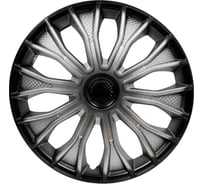 Колесные колпаки Airline 15" Волтек + , серебристо-черный, карбон, комплект 2 шт. AWCC-15-15