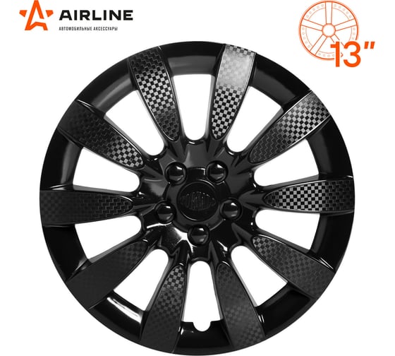 Колесные колпаки Airline 13" Торнадо, черный глянец, карбон, комплект 2 шт. AWCC-13-09
