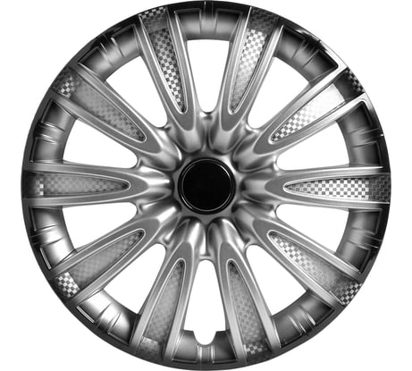 Колесные колпаки Airline 15" Торнадо + , серебристо-черный, карбон, комплект 2 шт. AWCC-15-07