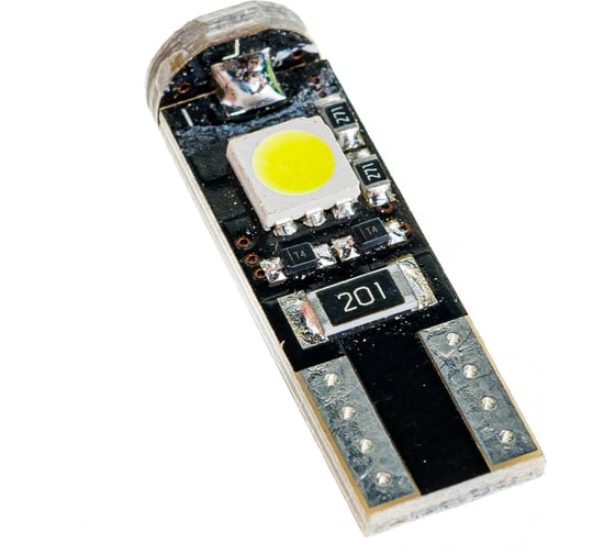 Автолампа диод T10 W5W 3 SMD диода 1-контурная без цоколя обманка, биполярная, белая SKYWAY S08201383