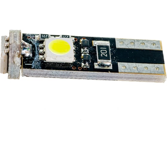 Автолампа диод T10 W5W 3 SMD диода 1-контурная без цоколя обманка, биполярная, белая SKYWAY S08201383