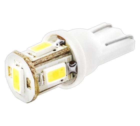 Автолампа диод T10 W5W 5 SMD диодов без цоколя 1-контурная белая SKYWAY S08201125 1