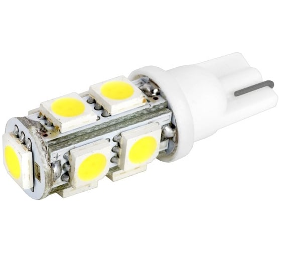 Автолампа диод T10 (W5W) 12V 9 SMD 1-конт Белая комп.2 шт габ/стоп/салон/номер SKYWAY S08201131 1