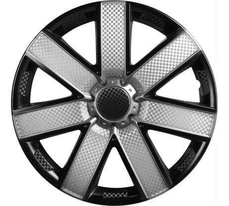 Колесные колпаки Airline 15" Гелакси Т, серебристый/черный, карбон, комплект 2 шт. AWCC-15-23