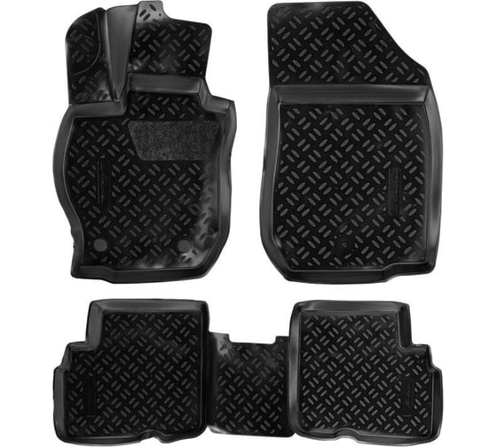 Ковры Airline для Nissan Almera G11 13-, 4 шт., крепеж, высокий борт, 3D с подпятником, ТЭП, черные ACM-PS-48 1