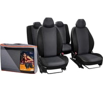 Чехлы Airline для Hyundai Solaris, Kia Rio 17- Лима, 12 пред., задняя спинка 1/3, жаккард-кожзам, черные ACCS-L-29
