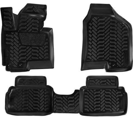 Ковры Airline для Hyundai ix35 2010-, 4 шт., высокий борт, 3D с подпятником, ТЭП, черные ACM-PS-35