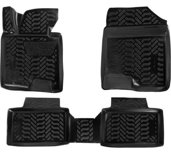 Ковры Airline для Kia Ceed 2012-, 4 шт., высокий борт, 3D с подпятником, ТЭП, черные ACM-PS-39 1