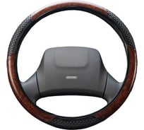 Оплетка SKYWAY Wood-3 L Черно/Коричневая экокожа S01102026