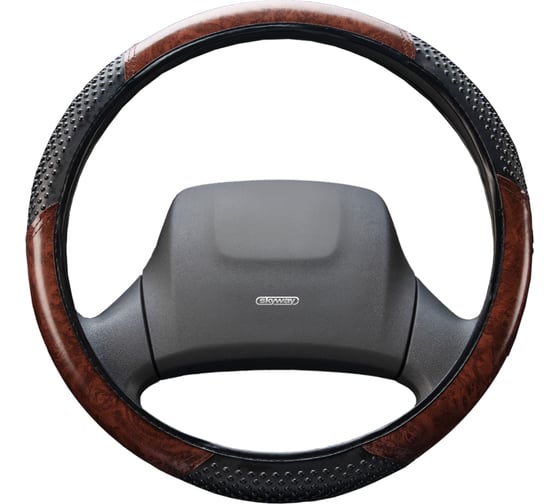 Оплетка SKYWAY Wood-3 L Черно/Коричневая экокожа S01102026