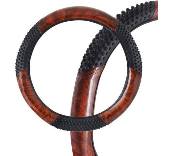 Оплетка SKYWAY Wood-3 XL Черно/Коричневая экокожа S01102085 1