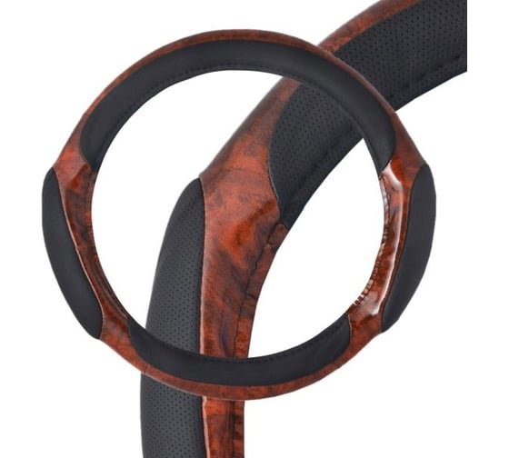 Оплетка SKYWAY Wood-1 2 подушечки XL Черно/Коричневая экокожа S01102003 1