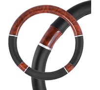 Оплетка SKYWAY Wood-8 M Черно/Коричневая экокожа S01102058