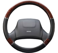 Оплетка SKYWAY Wood-8 L Черно/Коричневая экокожа S01102027
