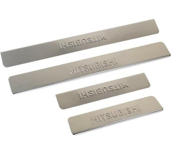 Накладки внутренних порогов MITSUBISHI ASX, Outlander, Lancer-X нержавеющая сталь к-т 4 шт. DolleX NPS-025