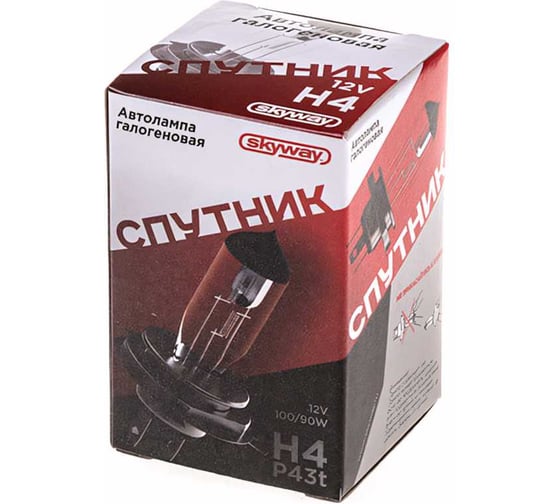 Автолампа SKYWAY H4 100/90W P43t 2-конт СПУТНИК S09101038