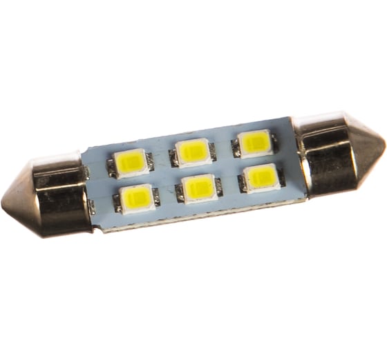 Автолампа SKYWAY диод T11 (C5W) 12V 6 SMD диодов 1-конт 39мм белая, 2 шт. S08201183 1