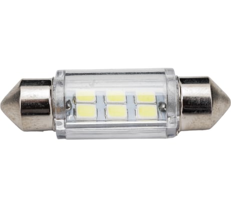Автолампа SKYWAY диод T11 (C5W) 12V 6 SMD 1-конт 36мм Белая комп.2 шт салон/номер S08201179