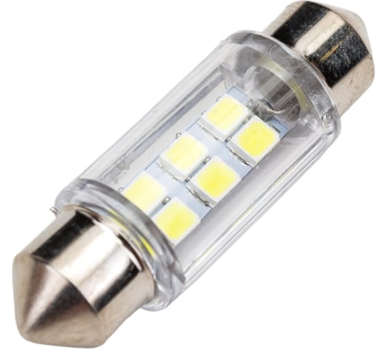 Автолампа SKYWAY диод T11 (C5W) 12V 6 SMD 1-конт 36мм Белая комп.2 шт салон/номер S08201179