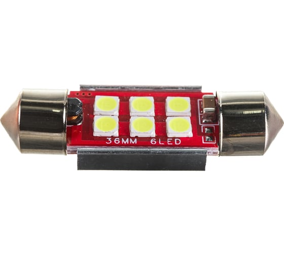 Автолампа диод SKYWAY T11 C5W 6 SMD диодов 1-контурная 36мм обманка белая S08201307