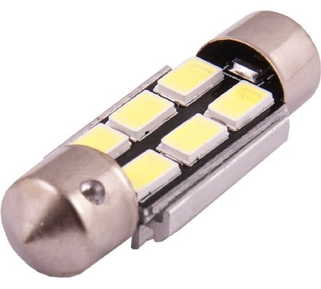 Автолампа диод SKYWAY T11 C5W 6 SMD диодов 1-контурная 36 мм обманка белая S08201150