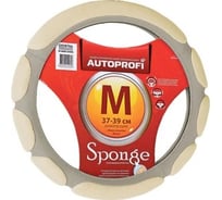 Оплетка руля AUTOPROFI алькантара, 8 подушек, наполнитель 2 см поролон с памятью, бежевый, разм. М SP-9028 BE (M)