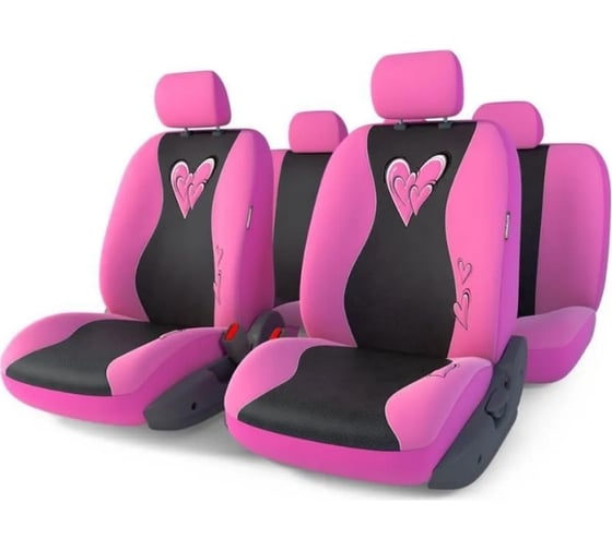 Авточехлы AUTOPROFI GLAMOUR, велюр+сетч. ткань, 11 предм., карман, 6 молний розовый GLM-1105 PINK 1