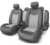Авточехлы AUTOPROFI GRAND, искусствен. кожа, 13 предм., карман, 6 молний т.сер./св.серый, разм. М GND-1305G D.GY/L.GY (M)