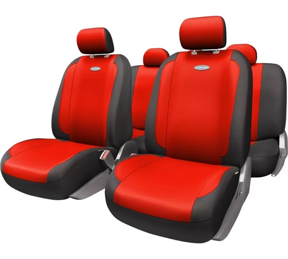 Авточехлы AUTOPROFI GENERATION, велюр, 11 предм., карман, 3 молнии чёрн./красный, разм. М GEN-1105 BK/RD (M) 1