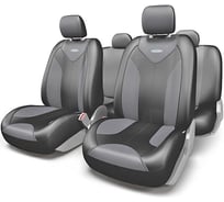 Авточехлы AUTOPROFI MATRIX, форм. велюр, 11 предм., карман, 3 молнии чёрн./т.серый, разм.S MTX-1105 BK/D.GY (S)
