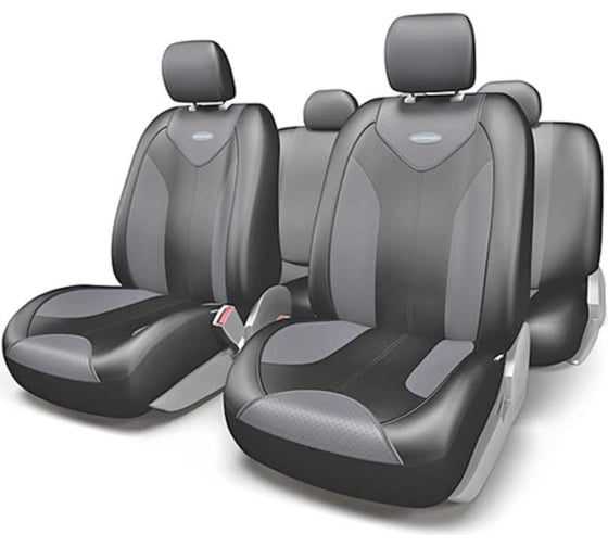 Авточехлы AUTOPROFI MATRIX, форм. велюр, 11 предм., карман, 3 молнии чёрн./т.серый, разм.S MTX-1105 BK/D.GY (S)