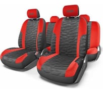 Авточехлы AUTOPROFI TRIAL, имитация кожи + алькантара, 11 предм., карман, 6 молний, AIRBAG чёрн./красный, разм. М TRL-1105 BK/RD (M)
