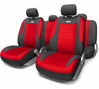 Авточехлы AUTOPROFI EVOLUTION, велюр, 11 предм., карман, 3 молнии чёрн./красный, разм. М EVO-1105 BK/RD (M)