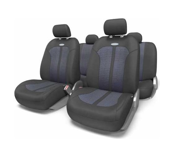 Авточехлы AUTOPROFI SELECTION, плотный велюр, 11 предм., карман, 3 молнии чёрый, разм. М SEL-1105 BK/BK (M)