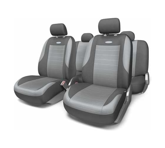 Авточехлы AUTOPROFI EVOLUTION, велюр, 11 предм., карман, 3 молнии т.сер./св.серый, разм. М EVO-1105 D.GY/L.GY (M) 1